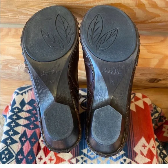 Dansko vintage chestnut brown leather lace- and zip-up Heeled granny Boots - Picture 7 of 10